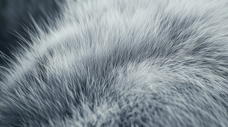 a close-up of cat fur texture, featuring fine, short hairs with a mix of grey, white, and black tones, giving a realistic and detailed look.の素材