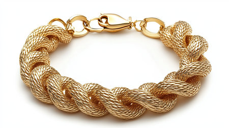 This elegant gold rope bracelet features intricate weaving and a luxury design, ideal for enhancing any fashion ensemble. Perfect as a gift or personal adornment.の素材