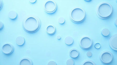 Smooth blue circles float on a soft background, creating a tranquil and modern aesthetic perfect for design, presentations, and artistic projects.の素材