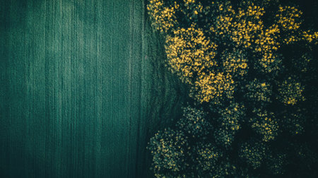 An aerial view capturing a lush green field interspersed with vibrant yellow flowers. This picturesque landscape embodies the beauty of nature and tranquility.の素材