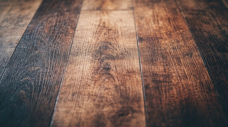 Explore the beauty of a rustic wooden floor featuring warm tones and intricate textures, perfect for enhancing interior design and cozy atmospheres.の素材