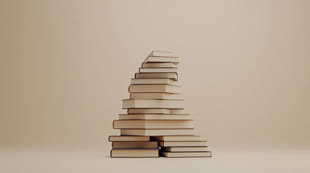 A visually appealing stack of books arranged on a neutral background. Ideal for themes related to education, minimalism, and reading life.の素材