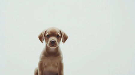 This adorable puppy sits against a plain background, exuding innocence and charm. Perfect for pet-themed projects, this image captures the essence of warmth and companionship.の素材