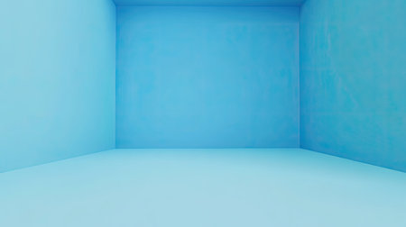 A serene minimalist blue room features smooth walls and floor, creating a tranquil atmosphere perfect for artistic projects or interior design concepts.の素材