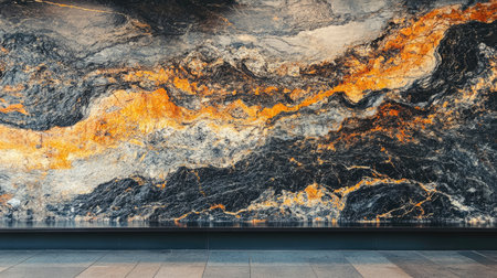 Stunning abstract pattern showcasing a beautiful blend of dark and orange stone textures. Ideal for modern interior design and artistic projects.の素材