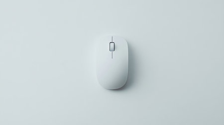 A sleek white computer mouse placed on a soft background, showcasing modern design and minimalism, perfect for technology and workspace themes.の素材
