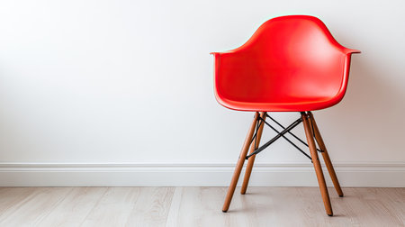 A vibrant red chair showcased in a minimalist setting, highlighting modern design and artistic aesthetics. Perfect for stylish interior decor and home improvement.の素材
