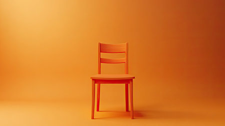 A simple isolated chair featured against a vibrant orange background, highlighting clean lines and a minimalistic design. Ideal for art and interior concepts.の素材