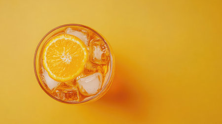 A bright and refreshing citrus drink with ice and a slice of orange, perfect for summer vibes and cheerful gatherings. Enjoy a burst of flavor!の素材