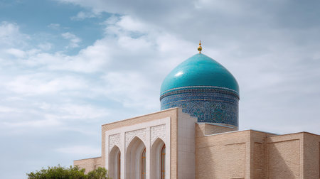 Experience the allure of a historic architectural marvel featuring a breathtaking turquoise dome under a captivating sky, perfect for cultural exploration and photography.の素材