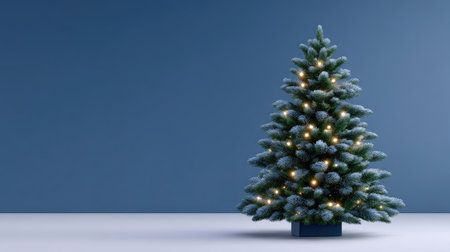 A beautifully lit Christmas tree stands in a minimalist setting, bringing festive charm and warmth to any holiday gathering. Ideal for seasonal decor inspiration.の素材