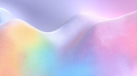 Discover an enchanting abstract landscape featuring smooth curves and vibrant pastel hues. Ideal for digital designs, backgrounds, and artistic projects.の素材