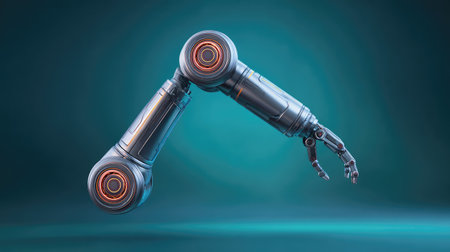 A dynamic and futuristic robotic arm representing cutting-edge technology and innovative design, perfect for concepts in automation and machine interaction within modern industries.の素材