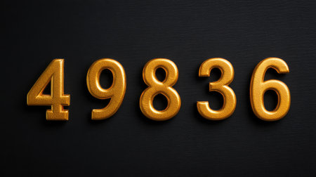 Captivating golden numbers set against a sleek black background offer a striking visual appeal, ideal for various creative and commercial design projects.の素材