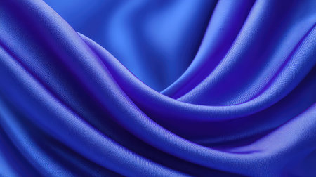 A stunning close-up of elegant blue satin fabric draped smoothly, showcasing its rich texture and luxurious appeal, perfect for fashion, design, or artistic projects.の素材
