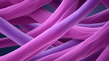 Colorful strands intertwine in a captivating pattern, featuring smooth textures and a vibrant palette, perfect for abstract design or artistic projects.の素材