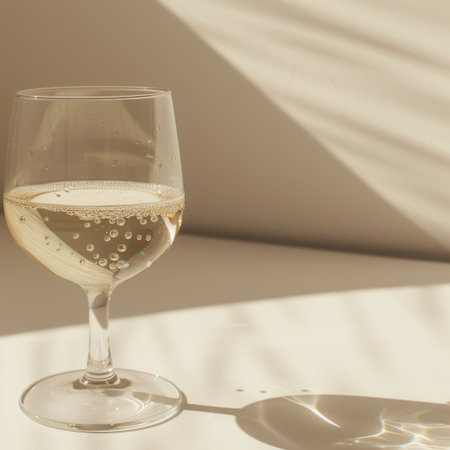 A charming glass filled with sparkling beverage captures the essence of elegance and refreshment, perfect for celebrations or relaxed moments of joy.の素材