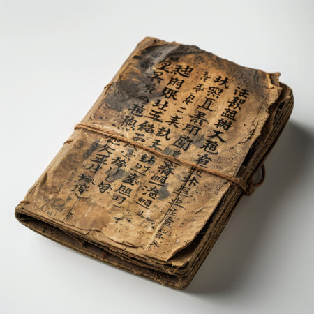 This antique Asian scroll displays intricate calligraphy and artistry, showcasing the beauty of historical writing. A perfect representation of cultural heritage.の素材