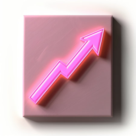 This neon pink arrow graphic symbolizes growth and progression, ideal for business themes or motivational visuals. Its modern design captures attention.の素材