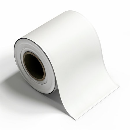 A roll of white blank paper displayed on a clean white background, ideal for design, printing, or crafting projects. This versatile material offers a smooth surface perfect for various creative tasks.の素材
