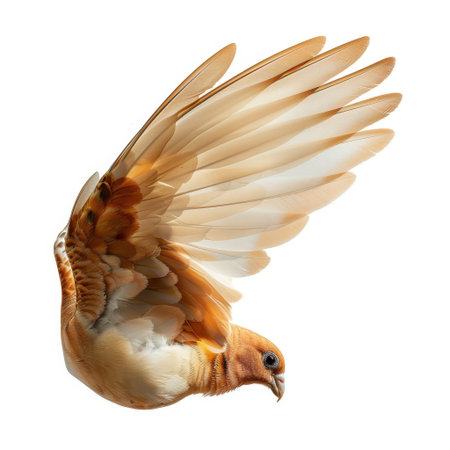 A stunning portrayal of a colorful bird in flight, showcasing its intricate feather details and graceful movement. Perfect for nature enthusiasts and wildlife lovers.の素材