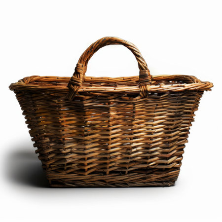 This rustic woven basket features sturdy handles and a charming design, perfect for home decor and practical storage solutions. Its natural texture enhances any space.の素材