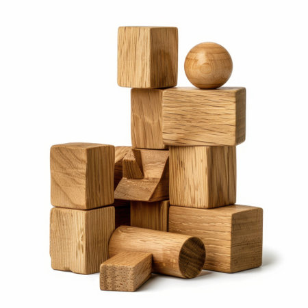 Explore the versatility of natural wooden blocks designed for imaginative play. Perfect for enhancing creativity and developmental skills in children through hands-on activities.の素材