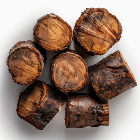 A visually appealing arrangement of natural birch wood logs showcasing their unique textures and grains, ideal for crafting or enhancing organic decor themes.の素材