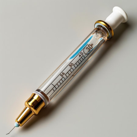This elegant glass syringe features gold accents, showcasing precision and functionality in the medical field. Ideal for capturing the essence of healthcare.の素材