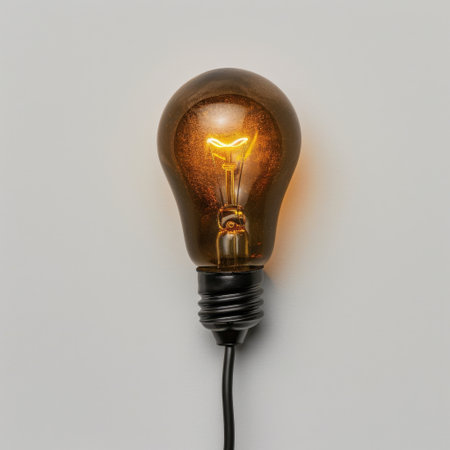 A vintage style light bulb with a warm, glowing filament captures the essence of retro aesthetics, making it a perfect choice for home decor and artistic projects.の素材