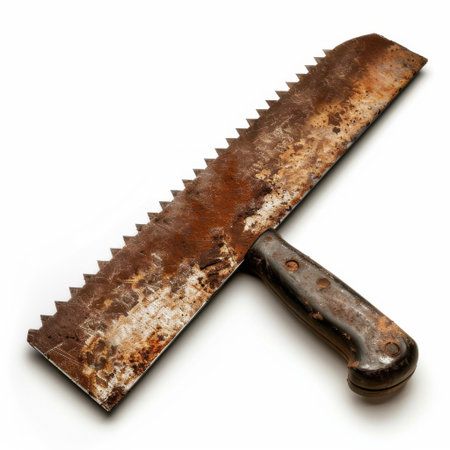 This vintage cleaver features a rusty blade and a worn handle, offering a glimpse into the past. A great choice for culinary projects or vintage-themed displays.の素材