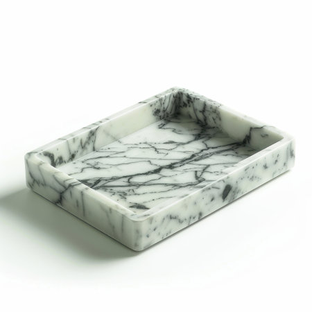 This elegant white marble tray features black veins, ideal for organizing jewelry, keys, or serving as a stylish accent piece in any home or office setting.の素材