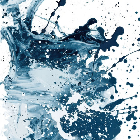 This dynamic image showcases a vibrant splash of blue liquid with abstract patterns and unique textures, perfect for creative and artistic projects focused on modern design.の素材