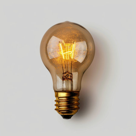 A stylish vintage light bulb featuring a warm, inviting glow that enhances any interior setting, perfect for adding character to home decor or commercial spaces.の素材