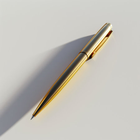 Discover an elegant gold pen with a sleek design, ideal for writing and signing. This luxurious item enhances your office space with sophistication and style.の素材