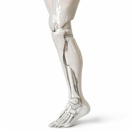 Explore a highly detailed 3D model of a prosthetic leg, designed for medical applications and rehabilitation. This innovative artwork emphasizes advanced technology and functionality.の素材