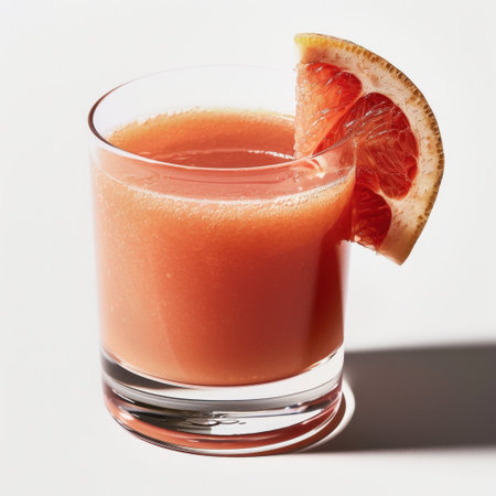 A vibrant citrus beverage served in a clear glass, featuring fresh grapefruit juice and a slice for garnish, perfect for summer refreshment and enjoyment.の素材