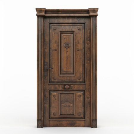 Explore this captivating vintage wooden door featuring intricate carvings and a warm finish, ideal for enhancing traditional interior spaces and architectural themes.の素材