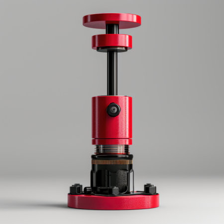 A striking red hydraulic press designed for various mechanical applications. Perfect for compression tasks, this tool enhances efficiency in industrial settings.の素材