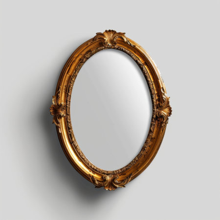 This stunning vintage oval mirror features an ornate gold frame that beautifully reflects light, enhancing any interior space with timeless elegance and charm.の素材