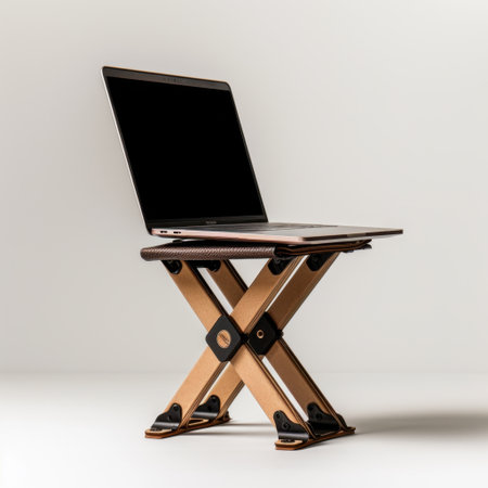 A modern portable laptop stand crafted for ergonomics and style, enhancing any workspace. Its minimalistic design complements various environments for improved comfort.の素材
