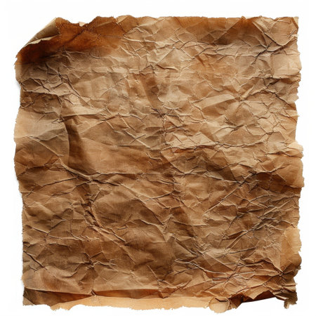 This crumpled antique paper texture features a wrinkled surface, perfect for vintage-themed projects, crafts, backgrounds, and artistic designs that require a touch of nostalgia.の素材