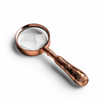 This elegant copper magnifying glass features a finely crafted wooden handle, ideal for investigation, reading, or decorative purposes. Perfect for enhancing detail.の素材