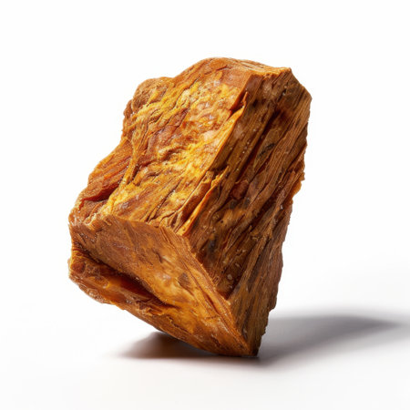 A captivating amber stone featuring unique striations and warm colors, perfect for natural decor, jewelry design, or as a stunning geological specimen.の素材