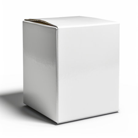 A simple and clean white box mockup ideal for showcasing product designs, branding, or creative packaging ideas. Perfect for presentations and marketing materials.の素材