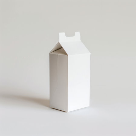 A minimalist white box with an open top, perfect for showcasing various products against a neutral backdrop. Ideal for branding and product photography projects.の素材