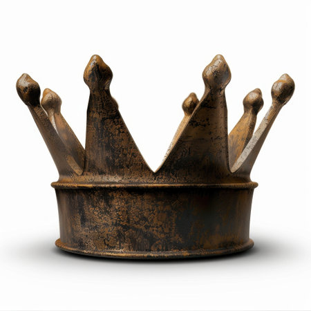 A stunning vintage metal crown showcasing a rustic finish and striking design, ideal for enhancing creative projects that explore themes of royalty and history.の素材