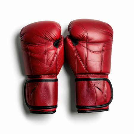 These vibrant red boxing gloves are perfect for conveying strength and determination in sports and fitness projects. Ideal for marketing and training visuals.の素材