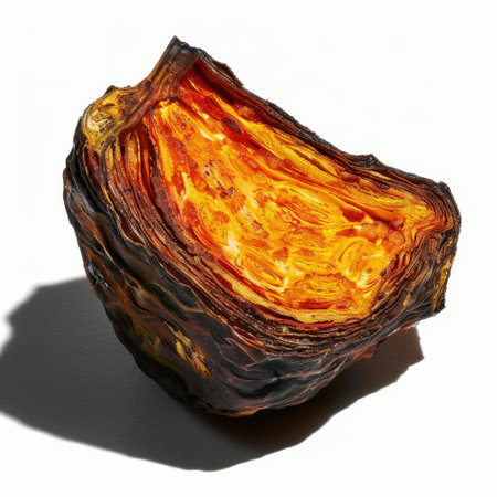 This image features a close-up of a vibrant half of a tropical fruit, highlighting intricate textures and bold colors, perfect for showcasing nature's artistry.の素材