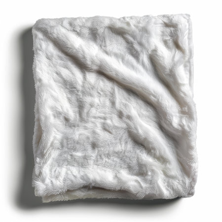 A soft white fuzzy blanket adds warmth and comfort, perfect for cozying up in any room. Ideal for stylish decor and snuggling on cold evenings.の素材
